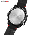 Accept Your Logo Brand RISTOS 9461 Men Analog Digital Watch Dual Time Luxury Leather Brand Watches Men